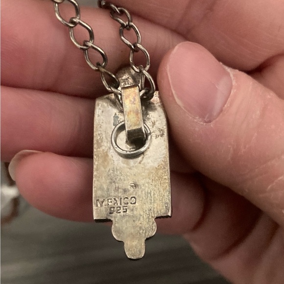 Brown and Mexican 925 Silver Pendant Necklace - Picture 2 of 3